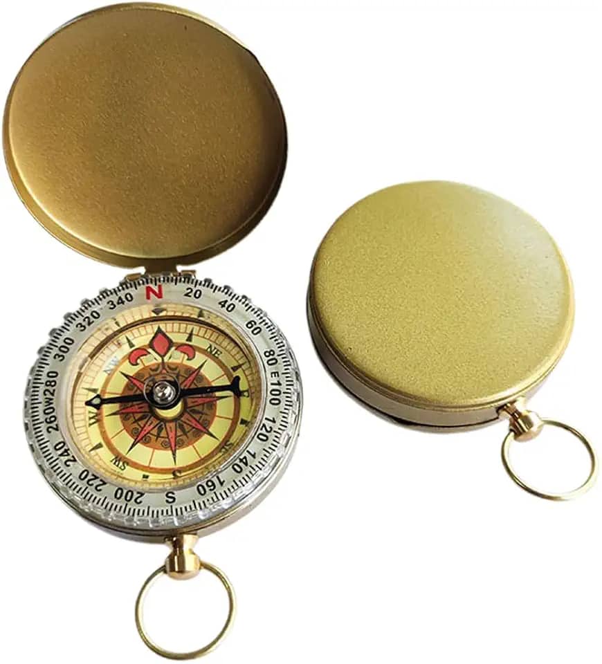 Bússola de acampamento premium – bússola de sobrevivência de cobre com função luminosa para esportes e aventuras ao ar livre