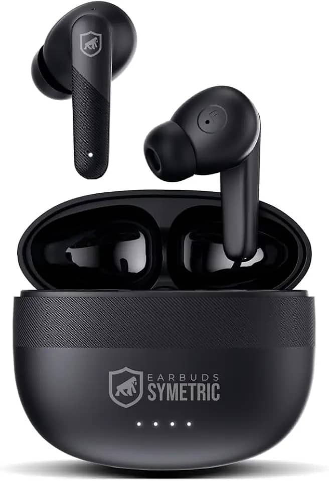 Gshield Fone de ouvido sem fio Earbuds Symetric Bluetooth 5.3 com Som Imersivo, Microfone Integrado, Resistente A Água IPX4, Cancelamento De Ruído Ativo (Preto)