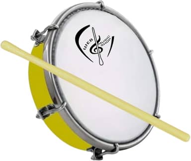 Tamborim 6 Pol. Abs Pele Leitosa C/Baqueta Madeira e Chave de Afinação - Web Music Shop (Amarelo)
