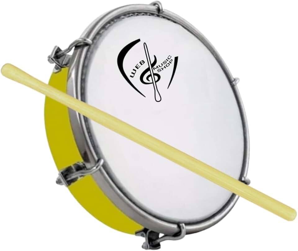 Tamborim 6 Pol. Abs Pele Leitosa C/Baqueta Madeira e Chave de Afinação - Web Music Shop (Amarelo)
