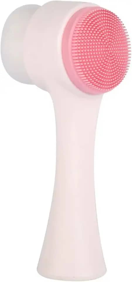 Genérico Escova Facial 2 em 1 com Esponja de Massagem para Skin Care Cuidado Facial Completo (Branco com Rosa)
