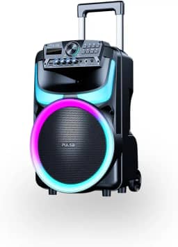 Caixa de Som Amplificada, Pulse Burst 400W, Cores RGB, Bluetooth, Entrada Auxiliar (AUX), USB, Cartão de Memória, P10 e Rádio FM, Até 5hrs de Bateria, Preto - SP405