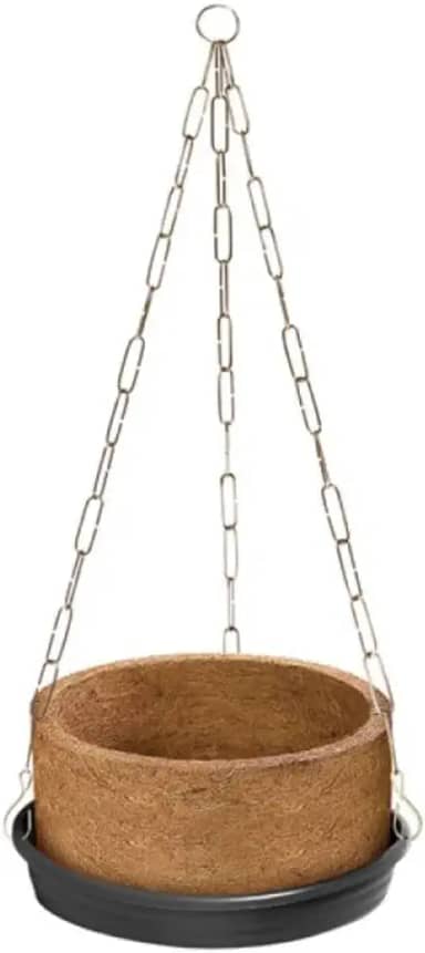 Vaso Nutricoco De Fibra De Coco 03 Completo Para Samambaia Com Suporte de Parede E Prato