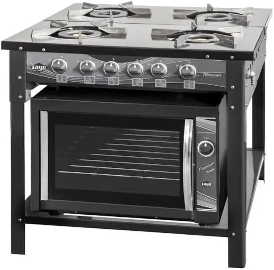 Fogao a gas Titanyum 04 bocas Industrial + Forno Titanyum Super Industrial