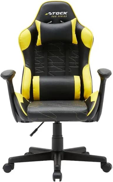 Cadeira Gamer Giratória Infantil Stock Car Blume Office Poliuretano (pu) Preto e Amarelo Base Rodízio