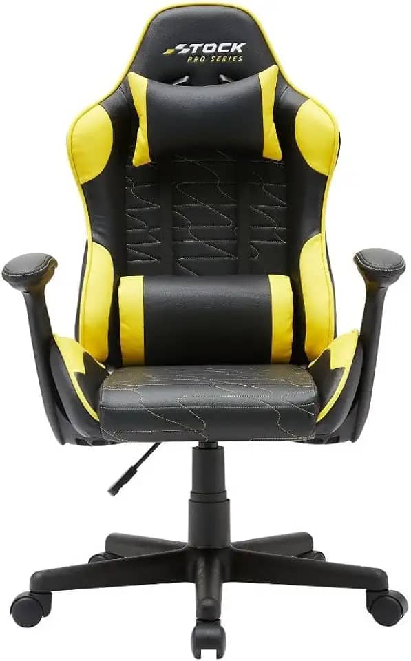 Cadeira Gamer Giratória Infantil Stock Car Blume Office Poliuretano (pu) Preto e Amarelo Base Rodízio