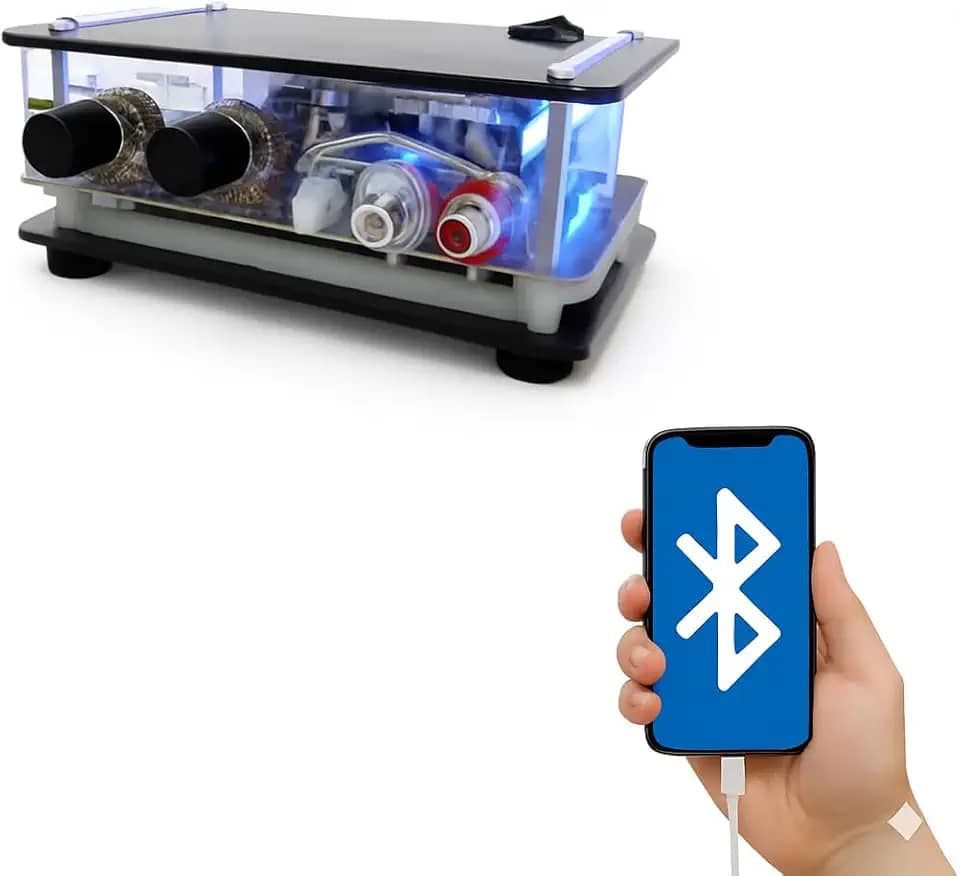 Mini Amplificador de som áudio com bluetooth potência para caixa de som pc notebook MBORG RCBT 40, para casa, loja, consultório, sala, sala de aula, varanda