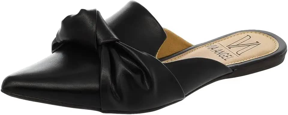 Mule Feminino Sapatilha Bico Fino Laço Nó Confortável Via Angel 19.03