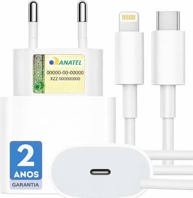 Carregador 25w Turbo Para iPhone 8 X Xr 11 12 13 14 Pro Max Fonte Usb C Homologado Cor Branca Premium UTBRX