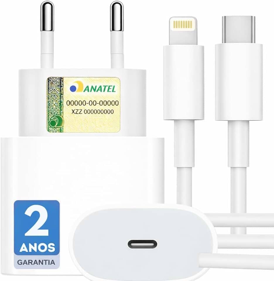 Carregador 25w Turbo Para iPhone 8 X Xr 11 12 13 14 Pro Max Fonte Usb C Homologado Cor Branca Premium UTBRX