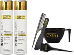 Kit Escova Progressiva Infusion Therapy Toplife Profissional 2x300ml + Kit de Tintura