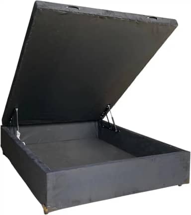 Cama Box Baú Casal Suede Preto Com Pistão A Gás - Estrutura Reforçada - Imperium do Sono