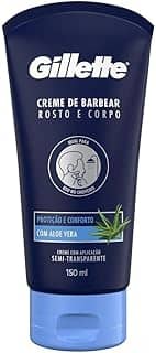 Gillette Creme de Barbear Rosto e Corpo com Aloe Vera, Ideal para Barbear com um Aparelho de Barbear no Chuveiro 150mL