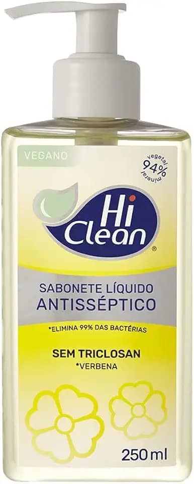 Hi Clean Sabonete Líquido Antisséptico Para Corpo E Mãos Vegano Sem Triclosan 94% Vegetal E Mineral Verbena 250Ml