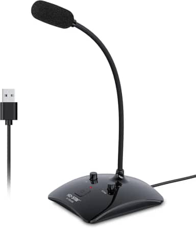 Ko-Star Microfone de gravação, microfone omnidirecional condensador de podcast de computador com botão mudo e indicador LED para laptop, Mac, PS4 - vocal, podcasting, Skype, YouTube, streaming (preto)