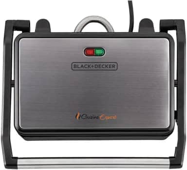 BLACK+DECKER Grill Elétrico Cuisine Expert, Grill com Chapas Antiaderentes e Caixa Coletora de Gordura, Potência 800W, Preto e Inox, Modelo G1200, 220V