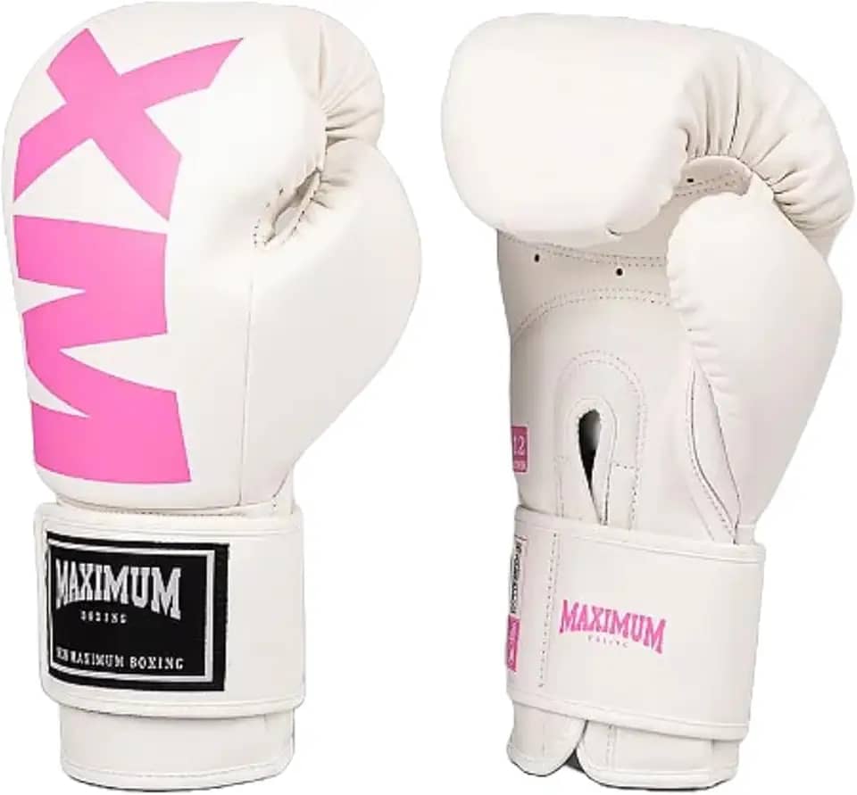 Luva de Boxe Muay Thai Feminina MXM Branco e Rosa - Maximum