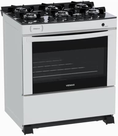 Fogao 6 Bocas Venax Delplus Vitreo Bl Branco Gas Glp