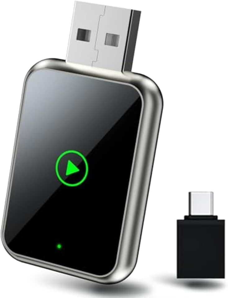 Adaptador CarPlay e Android Auto Sem Fio 2 em 1 | Conversor USB Plug & Play para Multimídia Original | Conexão Automática Rápida 5GHz