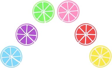 Mimo Style Jogo Marcador de Copos 06 Peças, Com Formato de Frutas Coloridas. Feitos de Silicone. Podem Ser Colocados em Taças e Copos em Festas, Casamentos ou Jantares