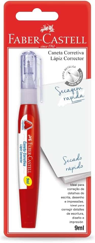 Caneta Corretiva, Corretivo Líquido, Faber-Castell, 9ml, Cartela 1 Caneta