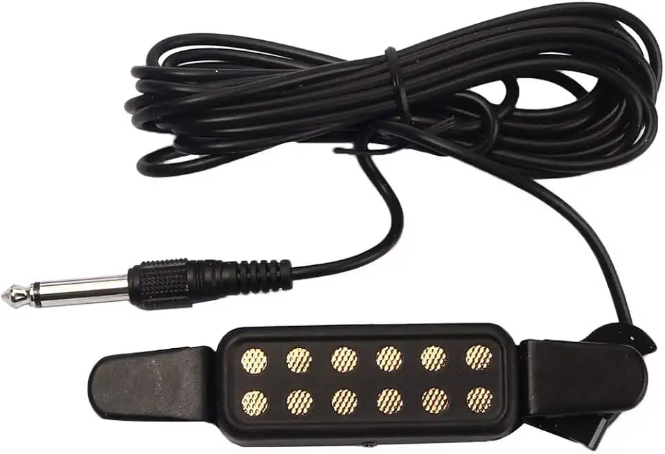 Alnicov Captador De 12 Furos Para Violão Acústico, Transdutor E Amplificador Com Cabo 3 Metros Conector 1/4 Polegada Violões Folk Clássicos 40/41 Polegadas