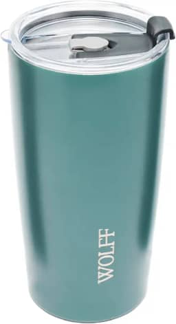 WOLFF - Copo Térmico de Aço Inox Parede Dupla com Tampa Verde 600ml
