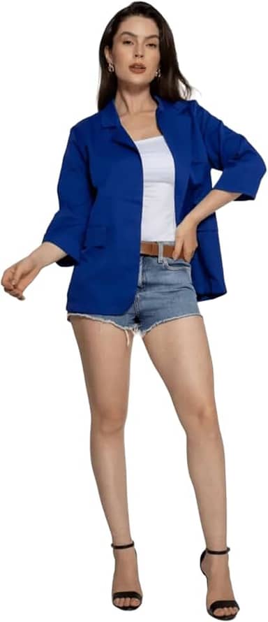 Blazer Social Feminino 3/4 em Alfaiataria com Botões Blz-003