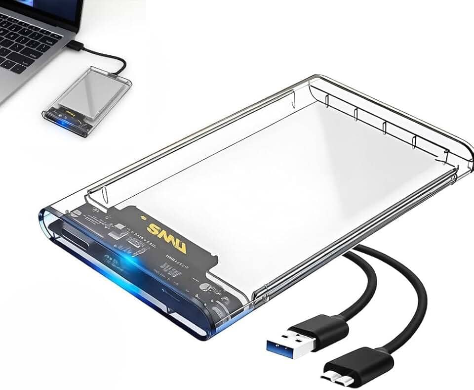 Case Externa Para HD Transparente USB 3.0 Sata 3.0 Suporta SSD e HD até 5TB Alta Velocidade Premium Compacto Plug Play Compatível Windows Mac