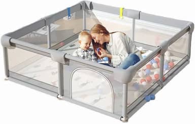 150×180×68cm Cercadinho para Bebe Para Bebês e Crianças Pequenas Chiqueirinho Bebe Para Internos & Externos Cercadinho de Segurança Resistente Para Bebês com Malha Macia e Respirável