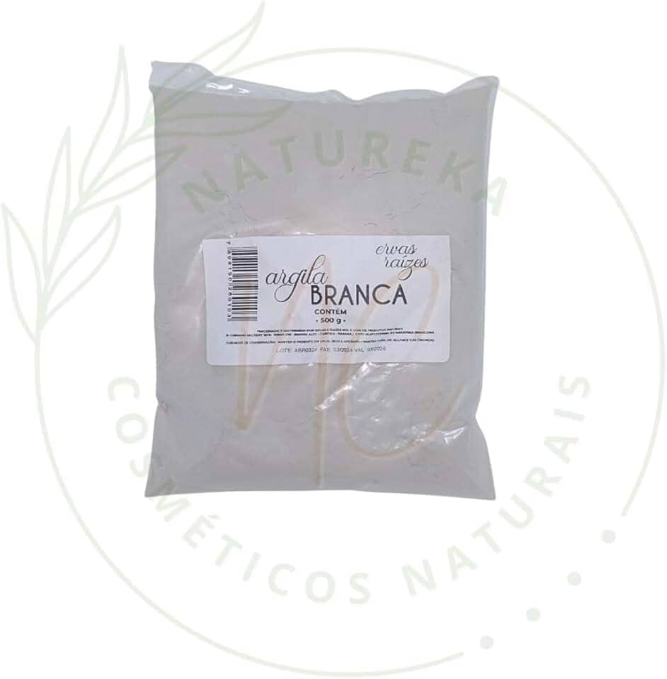 Argila em pó 500g Clareadora Branca Ervas e Raízes Pura