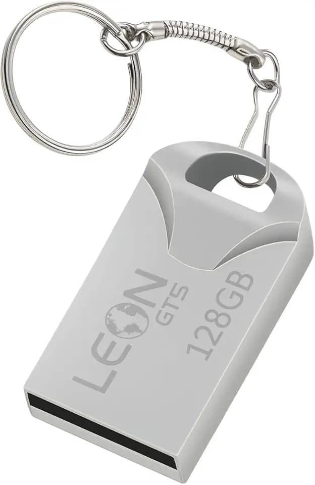 Pendrive 128GB USB 2.0 Metálico - Compacto Portátil Armazenamento Seguro Alta Velocidade Transferência de Dados Plug Play para PC Notebook Rápida Leve Resistente Prateado Chaveiro Sem Tampa (128, GB)