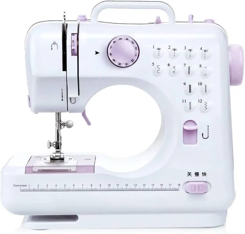 Mini Máquina de Costura Multifuncional Bivolt – 12 Pontos, Doméstica para Reparos e Artesanato, Adaptável a