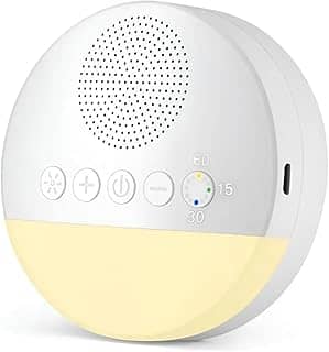 BE PLACE Aparelho de Som com Ruído Branco, 20 Sons Relaxantes, Luz Noturna, Timer com 3 Modos, Carregamento USB-C, Ideal para Bebês e Crianças