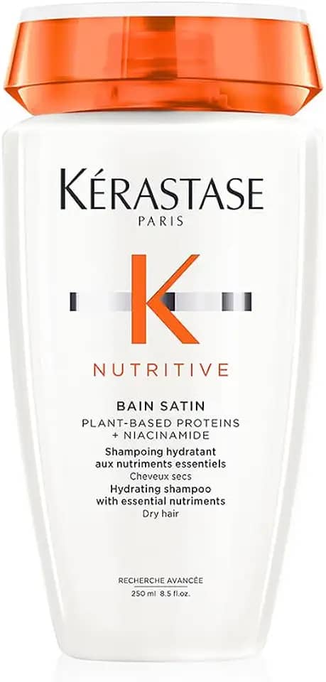 Kérastase Nutritive Bain Satin, Shampoo Hidratante para Cabelos Secos, Nutrição Intensa, Brilho, Maciez, Fortalecimento e Revitalização da Fibra Capilar, 250ml
