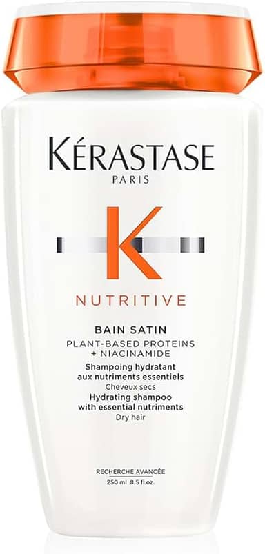 Kérastase Nutritive Bain Satin, Shampoo Hidratante para Cabelos Secos, Nutrição Intensa, Brilho, Maciez, Fortalecimento e Revitalização da Fibra Capilar, 250ml