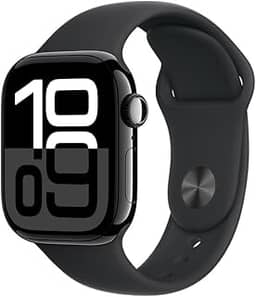 Apple Watch Series 10 GPS • Caixa preta brilhante de alumínio – 42 mm • Pulseira esportiva preta – M/G
