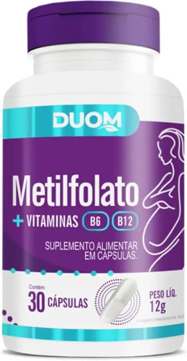 METILFOLATO COM VITAMINAS B6 E B12 COM 30 CÁPSULAS - DUOM