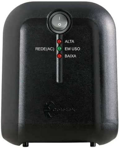 Estabilizador Coletek ES-2000VA Preto, Tensão nominal de entrada 115/220V bivolt automático e Tensão nominal de saída mono 115V, 5 Tomadas Padrão NBR 14136 Frequência 60Hz