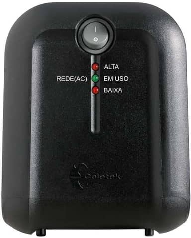 Estabilizador Coletek ES-1500VA Preto, Tensão nominal de entrada 115/220V bivolt automático e Tensão nominal de saída mono 115V, 5 Tomadas Padrão NBR 14136 Frequência 60Hz