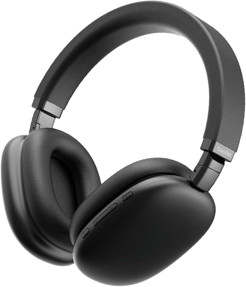 Basike Fones de Ouvido Sem Fio, Headphone Bluetooth on-ear com Microfone, ANC Cancelamento do Ruído, Até 50 Horas de Música, Ba-FON003 (Preto)