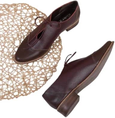 Oxford Georgia feminino | Sapatos elegantes de couro com cadarço com palmilha acolchoada e salto de 3,5 cm