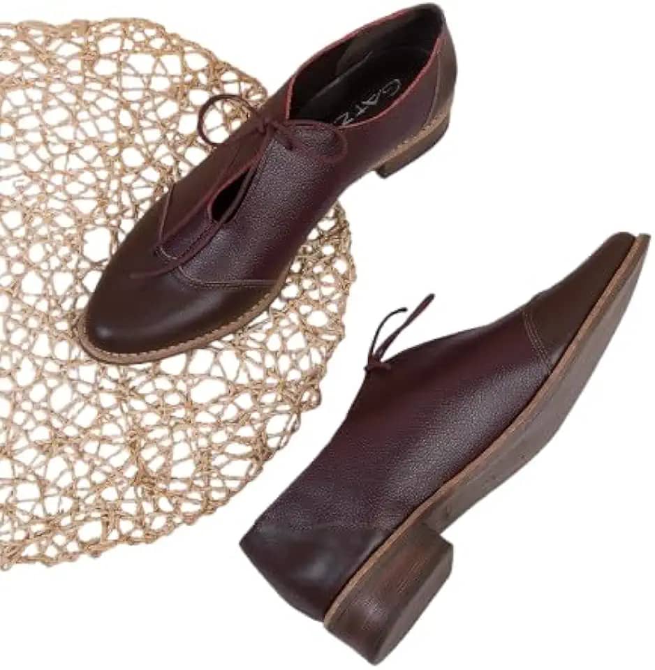 Oxford Georgia feminino | Sapatos elegantes de couro com cadarço com palmilha acolchoada e salto de 3,5 cm