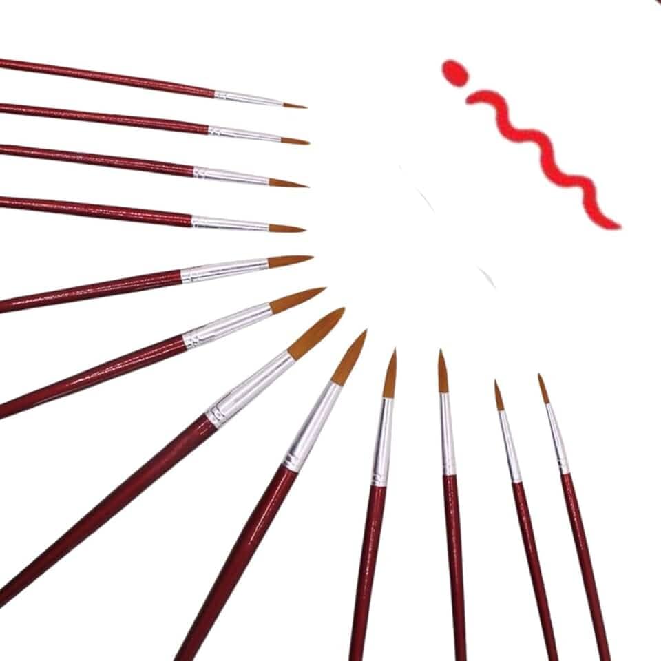 Kit com 12 Píncéis para Pintura Artesanato, Pincel Artisticos Redondos Ponta Fina Tinta óleo Aquarela Acrílico Esmalte Vinil e Tinta Guache Pode ser Usado por Crianças e Adultos Premium