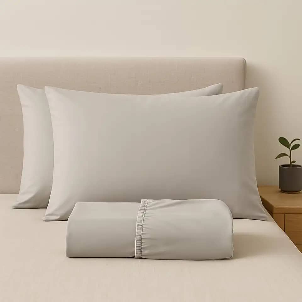 Jogo de Lençol Viuvo 100% Algodão Percal - 2 Peças - 200 Fios - Toque de Lençol de Hotel Macio - (Viuvo, Cinza claro)