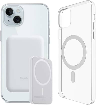 Carregador Portátil + Capa Magnética por Indução Compatível com Magsafe para iPhone 15, 15 Pro Max e 15 Plus (iPhone 15)