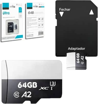 Cartão De Memória 64GB Original Com Adaptador Micro Full Hd - Velocidade 140MB/s ® (64, GB)