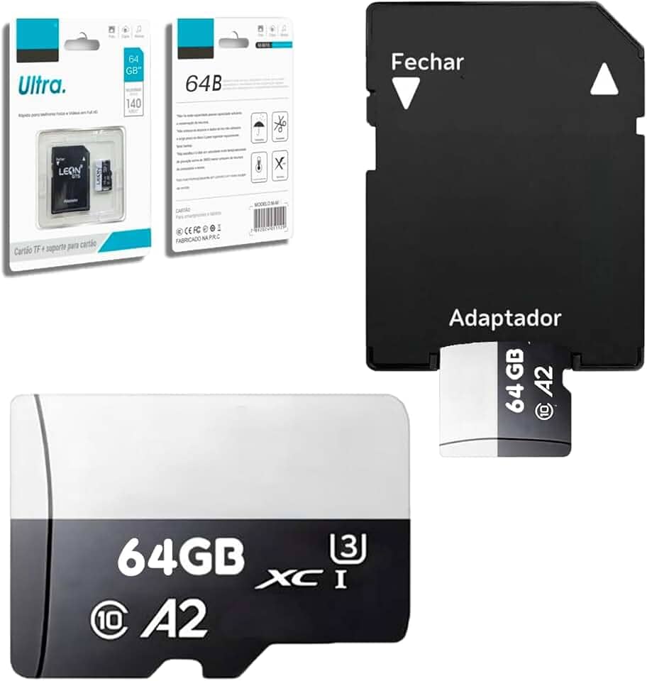 Cartão De Memória 64GB Original Com Adaptador Micro Full Hd - Velocidade 140MB/s ® (64, GB)