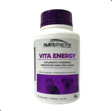 NUTRIPHARME Suplemento Vitamínico Aminoácido Vita Energy 1000 Mg Para Cães E Gatos - 60 Comprimidos - Nutripharme
