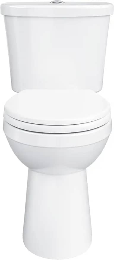 Gerber Vaso sanitário Maxwell Select Round Dual-Flush 1.0/1.28 GPF de duas peças, altura da cadeira ADA, 30,5 cm áspero, alta eficiência, assento de fechamento suave e kit de instalação com anel de